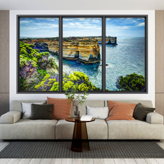 Adesivo Murale - Illusione ottica - Finestra - Vista Mare
