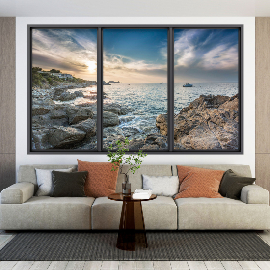 Adesivo Murale - Illusione ottica - Finestra - Vista Mare
