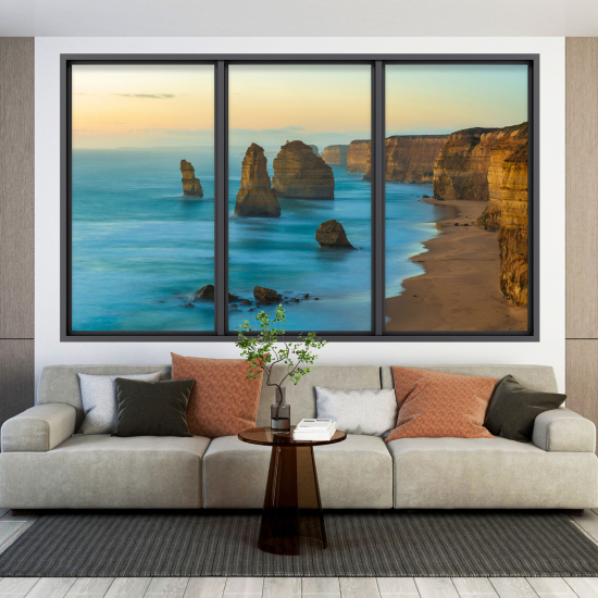 Adesivo Murale - Illusione ottica - Finestra - Vista Mare