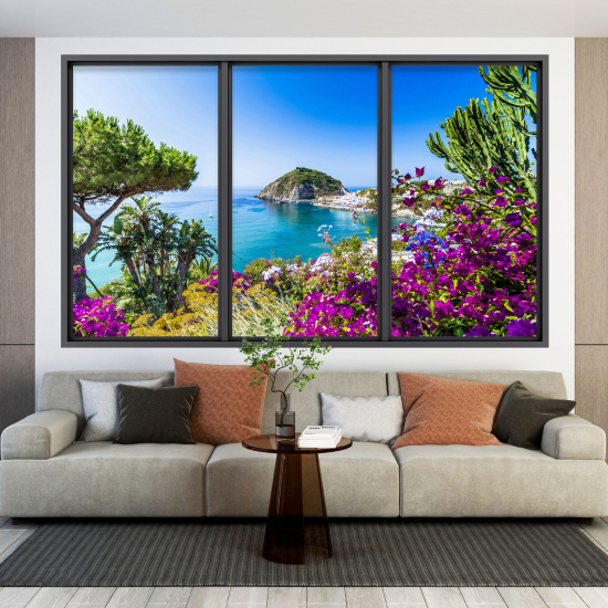 Adesivo Murale - Illusione ottica - Finestra - Vista Mare