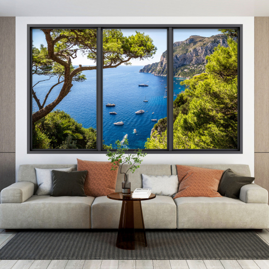 Adesivo Murale - Illusione ottica - Finestra - Vista Mare