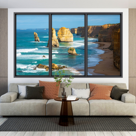 Adesivo Murale - Illusione ottica - Finestra - Vista Mare
