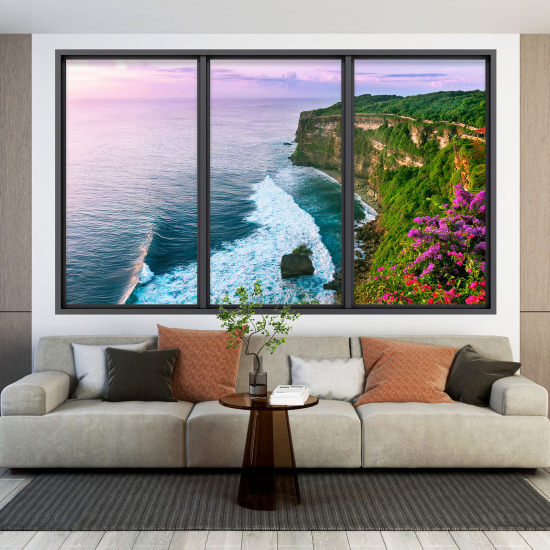 Adesivo Murale - Illusione ottica - Finestra - Vista Mare