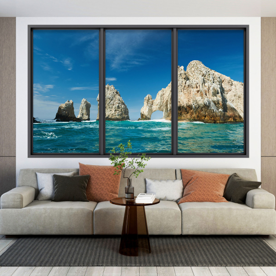 Adesivo Murale - Illusione ottica - Finestra - Vista Mare
