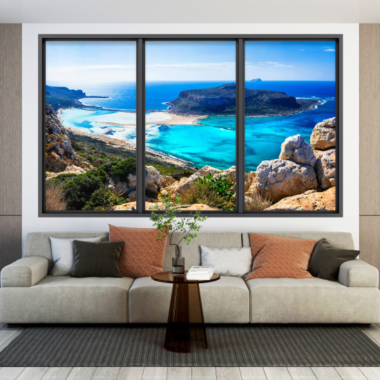 Adesivo Murale - Illusione ottica - Finestra - Vista Mare