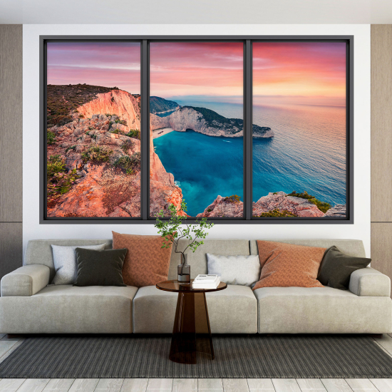 Adesivo Murale - Illusione ottica - Finestra - Vista Mare