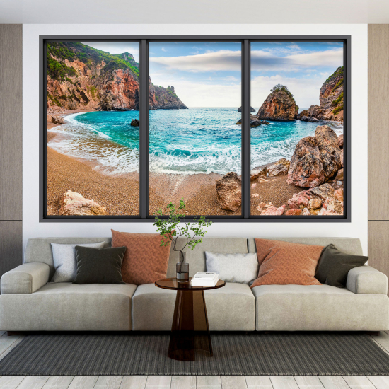 Adesivo Murale - Illusione ottica - Finestra - Vista Mare