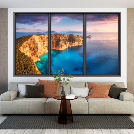 Adesivo Murale - Illusione ottica - Finestra - Vista Mare