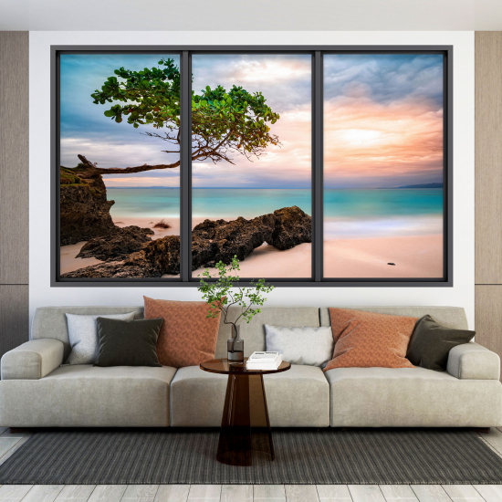 Adesivo Murale - Illusione ottica - Finestra - Vista Mare