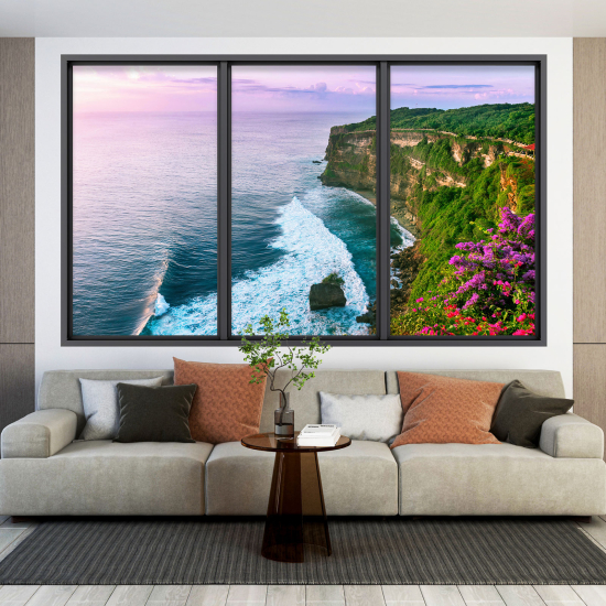 Adesivo Murale - Illusione ottica - Finestra - Vista Mare