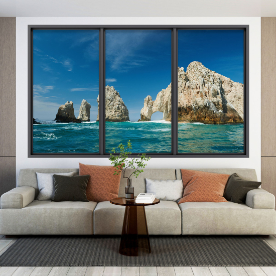 Adesivo Murale - Illusione ottica - Finestra - Vista Mare