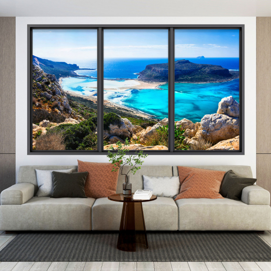 Adesivo Murale - Illusione ottica - Finestra - Vista Mare