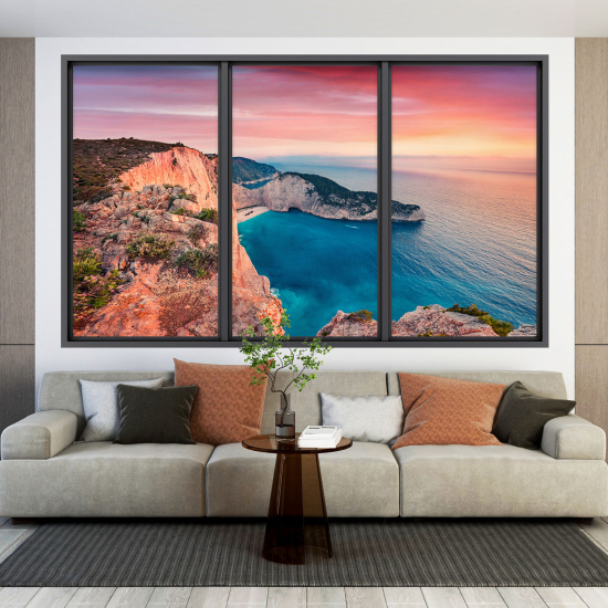 Adesivo Murale - Illusione ottica - Finestra - Vista Mare