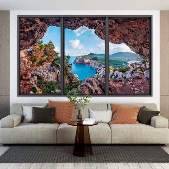 Adesivo Murale - Illusione ottica - Finestra - Vista Mare