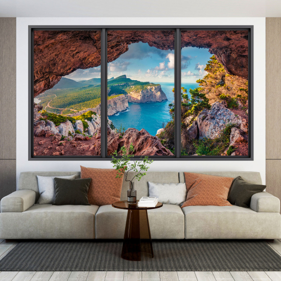 Adesivo Murale - Illusione ottica - Finestra - Vista Mare
