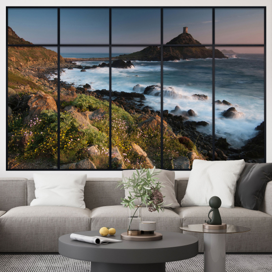 Adesivo Murale - Illusione ottica - Finestra - Vista Mare