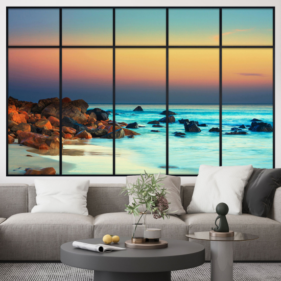 Adesivo Murale - Illusione ottica - Finestra - Vista Mare
