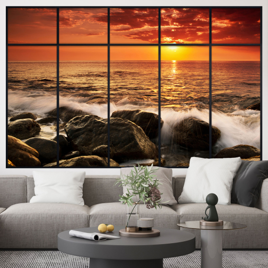 Adesivo Murale - Illusione ottica - Finestra - Vista Mare