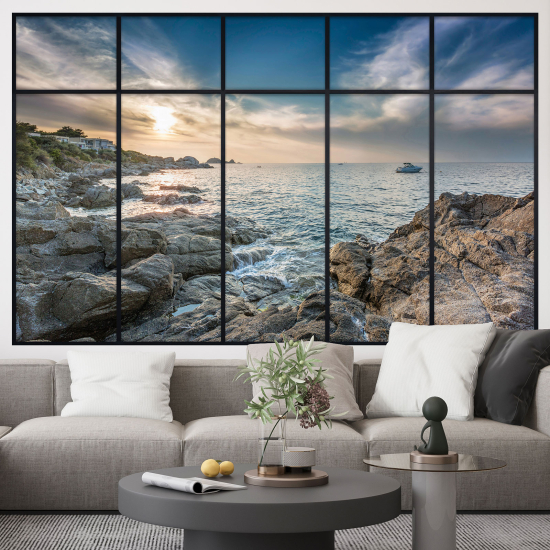 Adesivo Murale - Illusione ottica - Finestra - Vista Mare