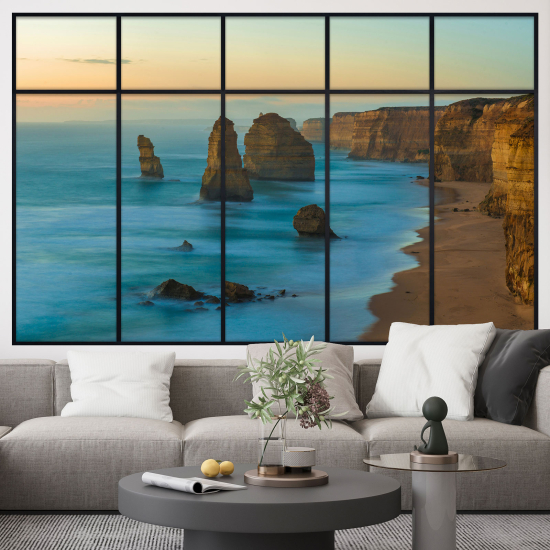 Adesivo Murale - Illusione ottica - Finestra - Vista Mare