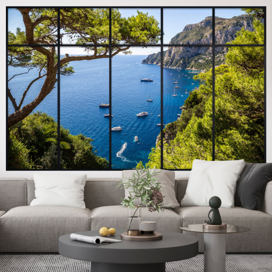 Adesivo Murale - Illusione ottica - Finestra - Vista Mare