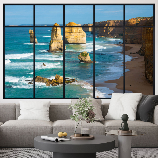 Adesivo Murale - Illusione ottica - Finestra - Vista Mare