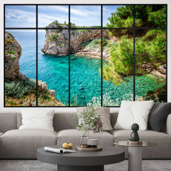 Adesivo Murale - Illusione ottica - Finestra - Vista Mare