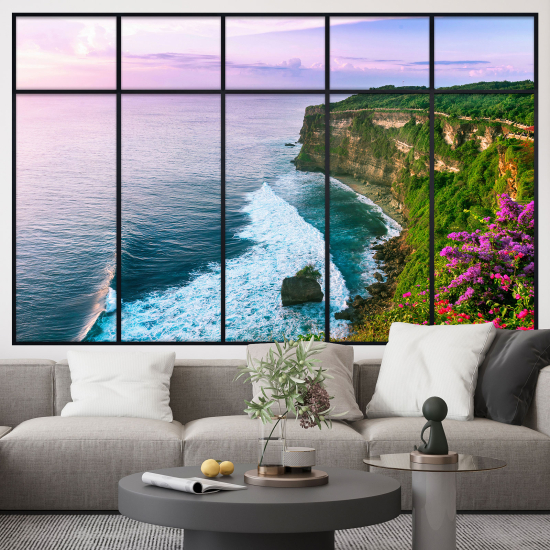 Adesivo Murale - Illusione ottica - Finestra - Vista Mare