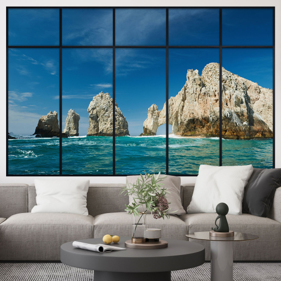Adesivo Murale - Illusione ottica - Finestra - Vista Mare