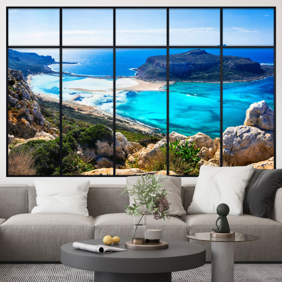 Adesivo Murale - Illusione ottica - Finestra - Vista Mare