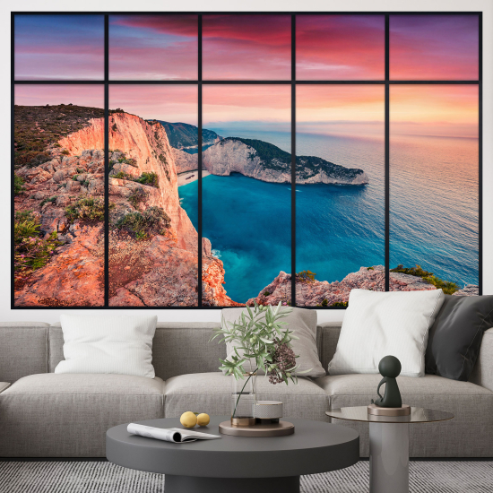 Adesivo Murale - Illusione ottica - Finestra - Vista Mare