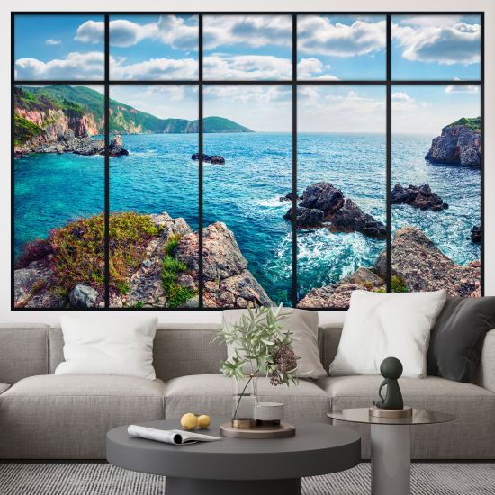 Adesivo Murale - Illusione ottica - Finestra - Vista Mare