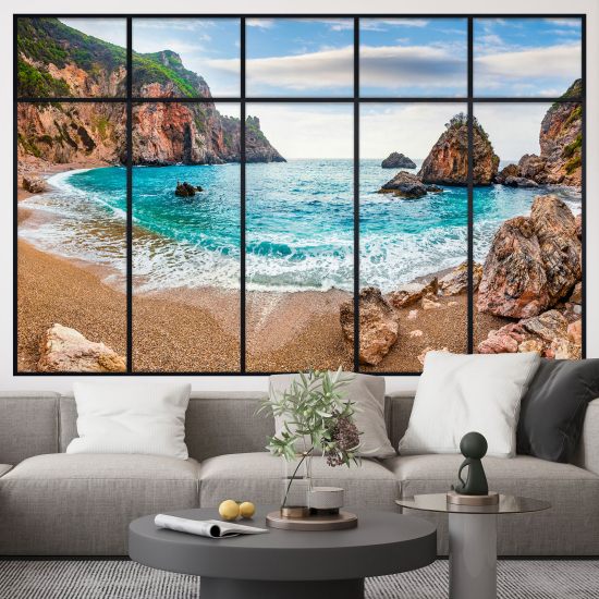 Adesivo Murale - Illusione ottica - Finestra - Vista Mare