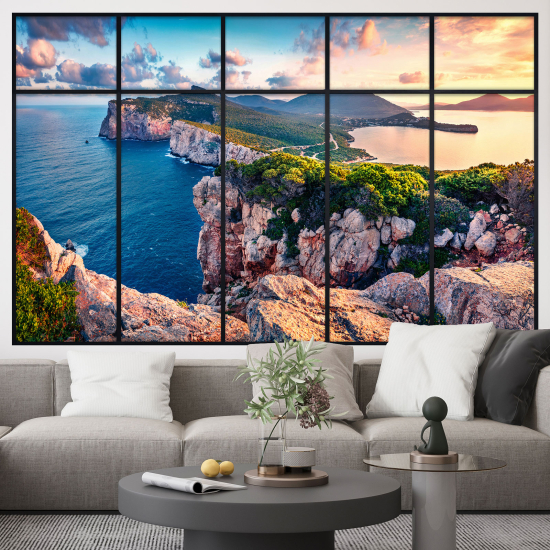 Adesivo Murale - Illusione ottica - Finestra - Vista Mare