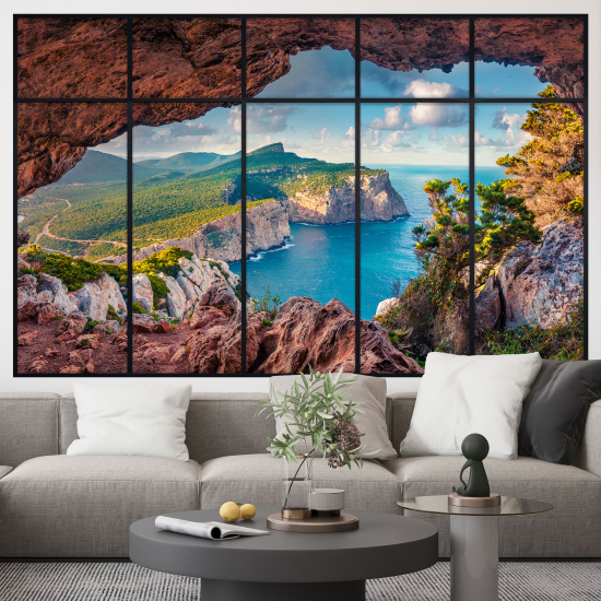 Adesivo Murale - Illusione ottica - Finestra - Vista Mare
