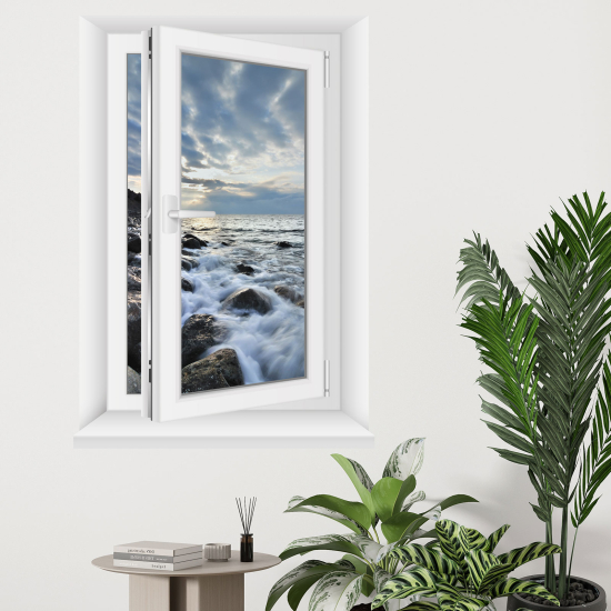 Adesivo Murale - Illusione ottica - Finestra - Vista mare