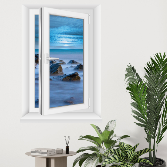 Adesivo Murale - Illusione ottica - Finestra - Vista mare