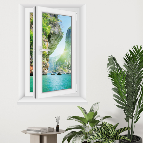 Adesivo Murale - Illusione ottica - Finestra - Vista mare