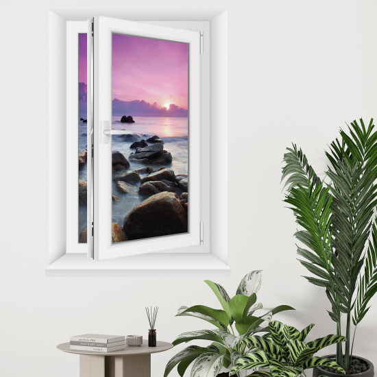 Adesivo Murale - Illusione ottica - Finestra - Vista mare