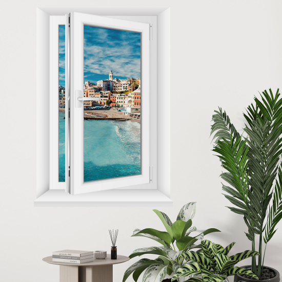 Adesivo Murale - Illusione ottica - Finestra - Vista mare