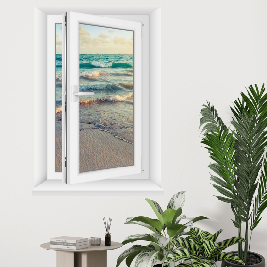 Adesivo Murale - Illusione ottica - Finestra - Vista mare