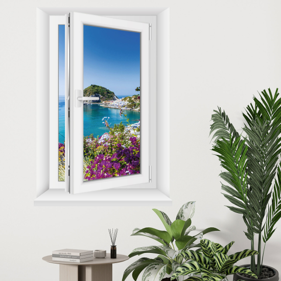 Adesivo Murale - Illusione ottica - Finestra - Vista mare