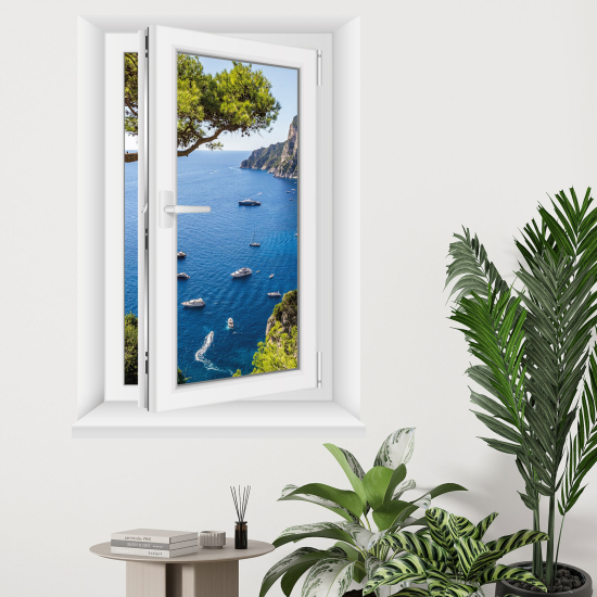 Adesivo Murale - Illusione ottica - Finestra - Vista mare