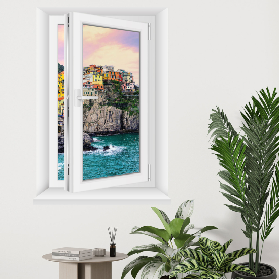Adesivo Murale - Illusione ottica - Finestra - Vista mare