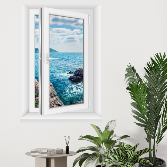 Adesivo Murale - Illusione ottica - Finestra - Vista mare