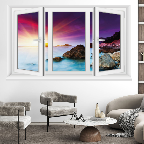 Adesivo Murale - Illusione ottica - Finestra - Vista mare