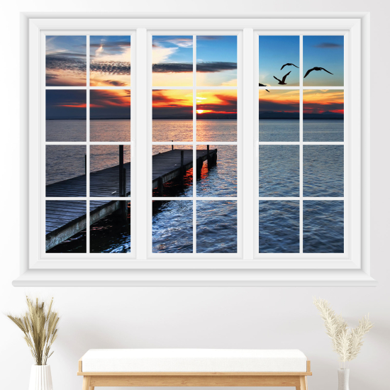 Adesivo Murale - Illusione ottica - Finestra - Vista mare