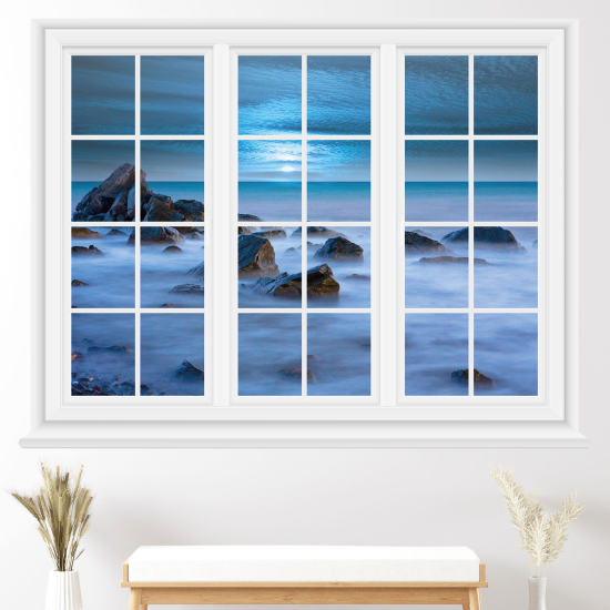 Adesivo Murale - Illusione ottica - Finestra - Vista mare