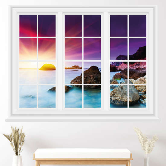 Adesivo Murale - Illusione ottica - Finestra - Vista mare