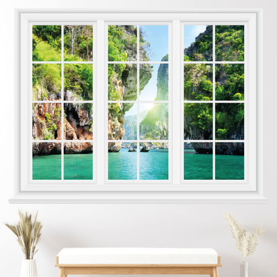 Adesivo Murale - Illusione ottica - Finestra - Vista mare